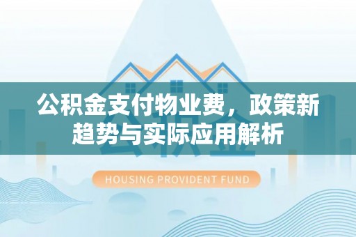 金湖公积金支付物业费，政策新趋势与实际应用解析
